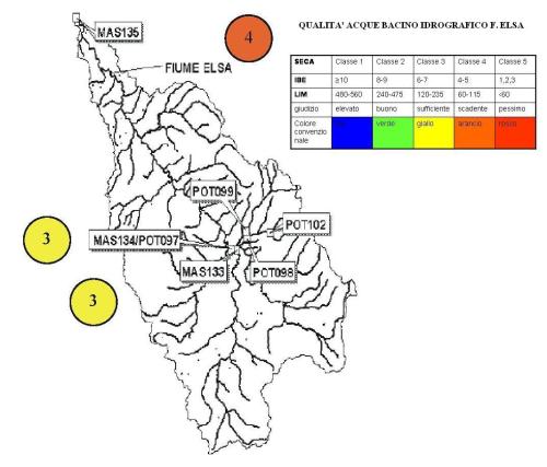 Qualità acque Bacino Elsa - clicca per ingrandire